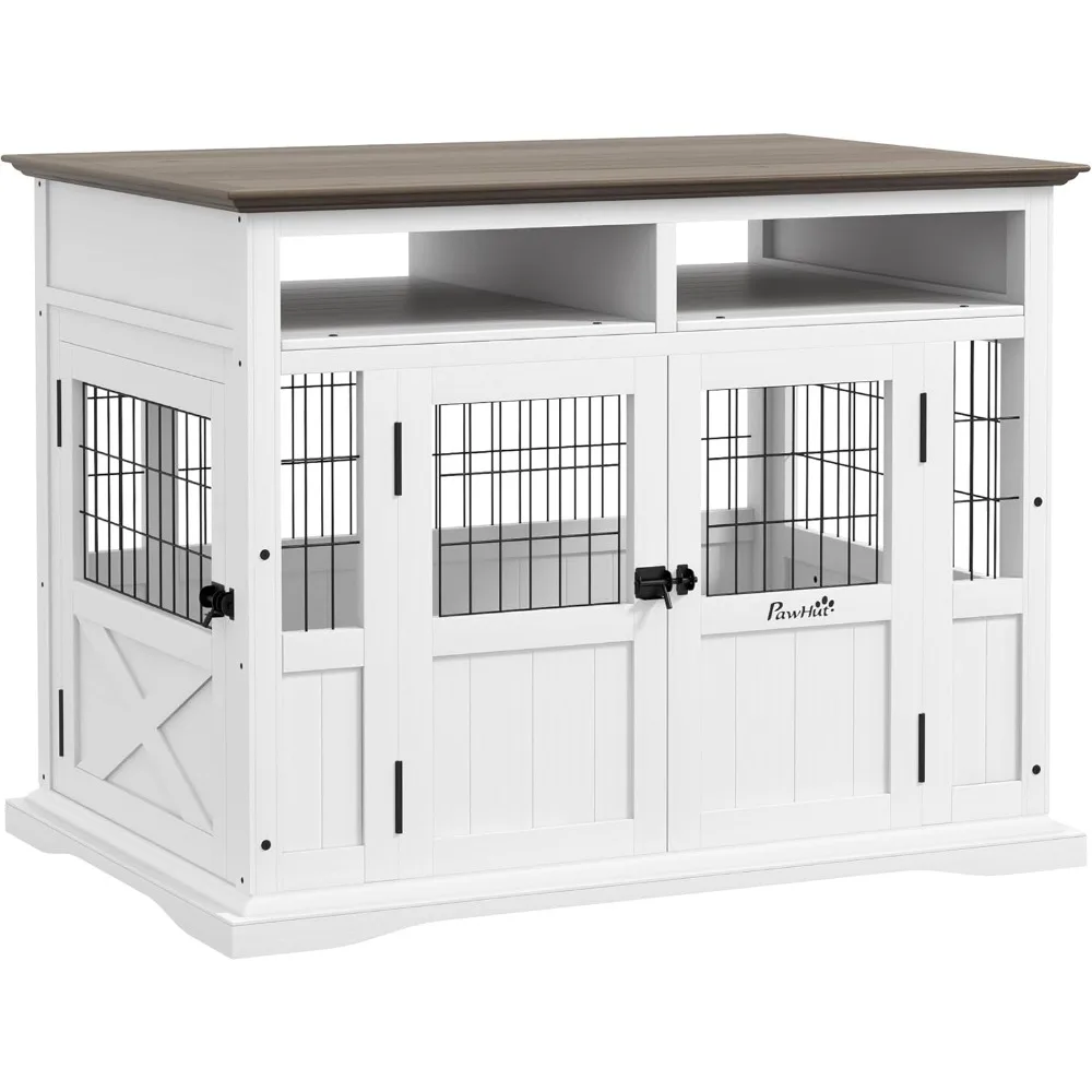 

Dog Crate Furniture Side End Table with Storage, 41" Modern Wooden Dog Kennel Furniture with Double Doors for Small and Medium