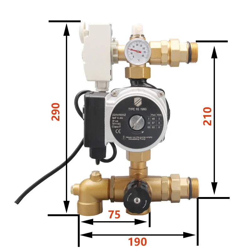Floor heating mixed water center connected to diversity water collector circulating temperature control circulating pump