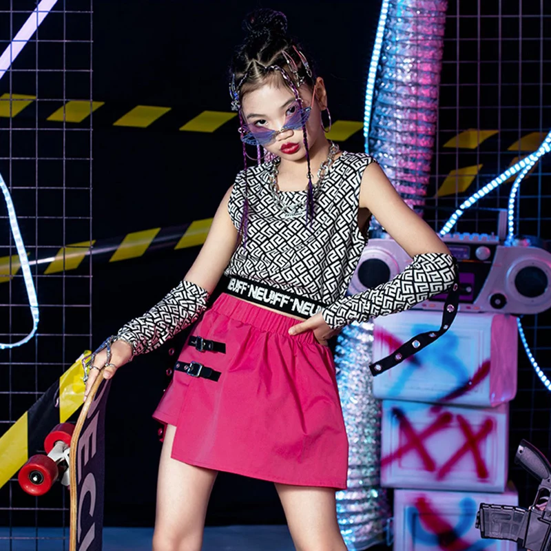 

Street Dance Clothes For Children Jazz Dancewear Tops Skirt Cheerleading Costume Hip Hop Dancing Outfit Kpop Clothing DL10258