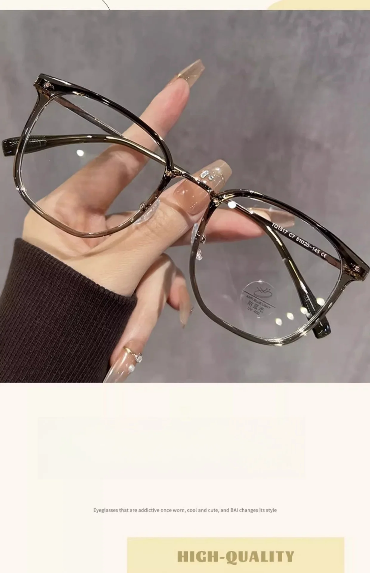 Tr90 Brillen gestell Retro quadratische und runde Damen brillen rahmen modische braune optische Brillen rahmen Frauen 1517 – Detail 8