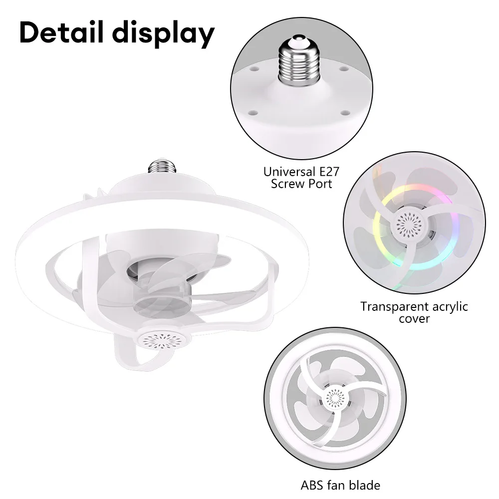 360 ° Rotating Ceiling Fan Light  E27 Intelligent Fan With Remote Control Led Fan Light For Living Room Bedroom Top Light 85-265