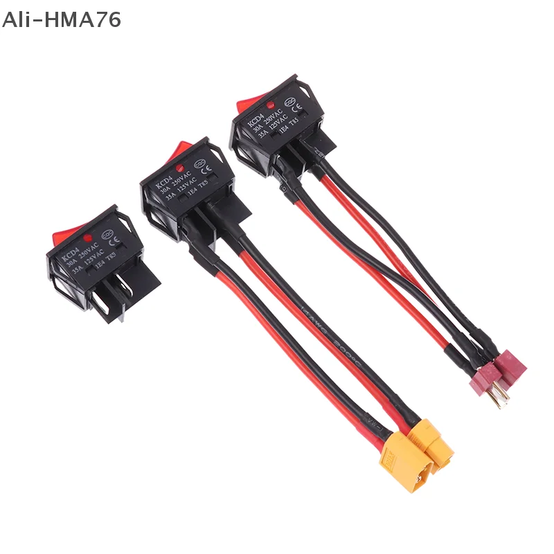 

HMA76-30A 12V 24V Battery Main Switch Large Current On-off With XT60/T Plug RC Tug/Bait Boat 550 775 Brushed Motor