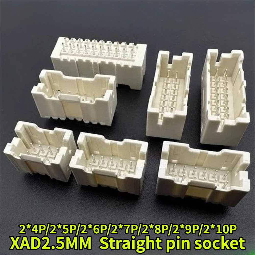 

10/30/50/100Pcs/lot XAD2.5mm Double Row Straight Needle Pitch 2.5mm with Lock Buckle Needle Seat 2*4P/5P/6P/7P/8P/9P/10P