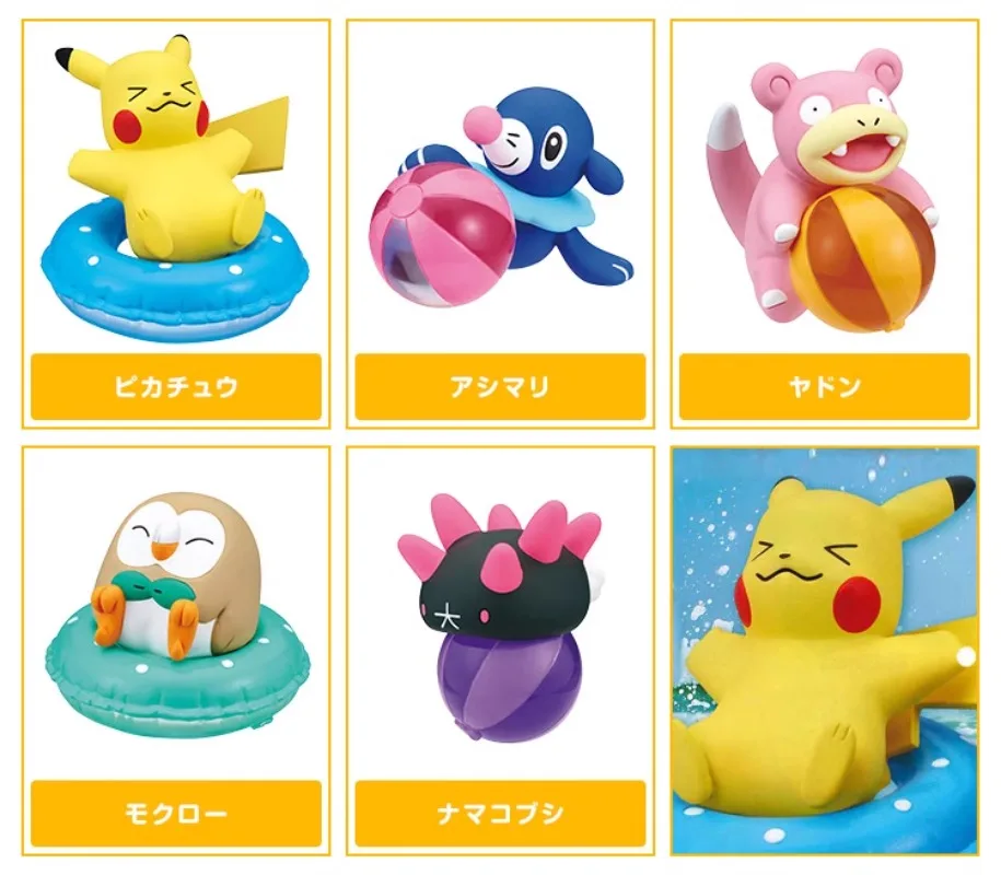 Oryginalny Bandai Pokemon Pikachu Gashapon Kawaii Anime Figurka Rowlet Slowpoke Summer Cute Action Figure Capsule Toys Gift