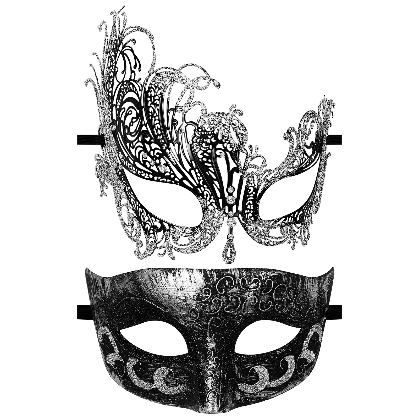 

Couple's Metal Masquerade Venetian Party Masks Silver Halloween Costume Masks Carnival Masks for Themed Events