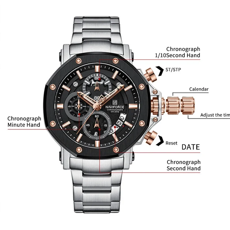 NAVIFORCE NF8065 Original Brand Watches For men NF8065 Quartz Chronograph Fashion With Date Display Relogio Masculino