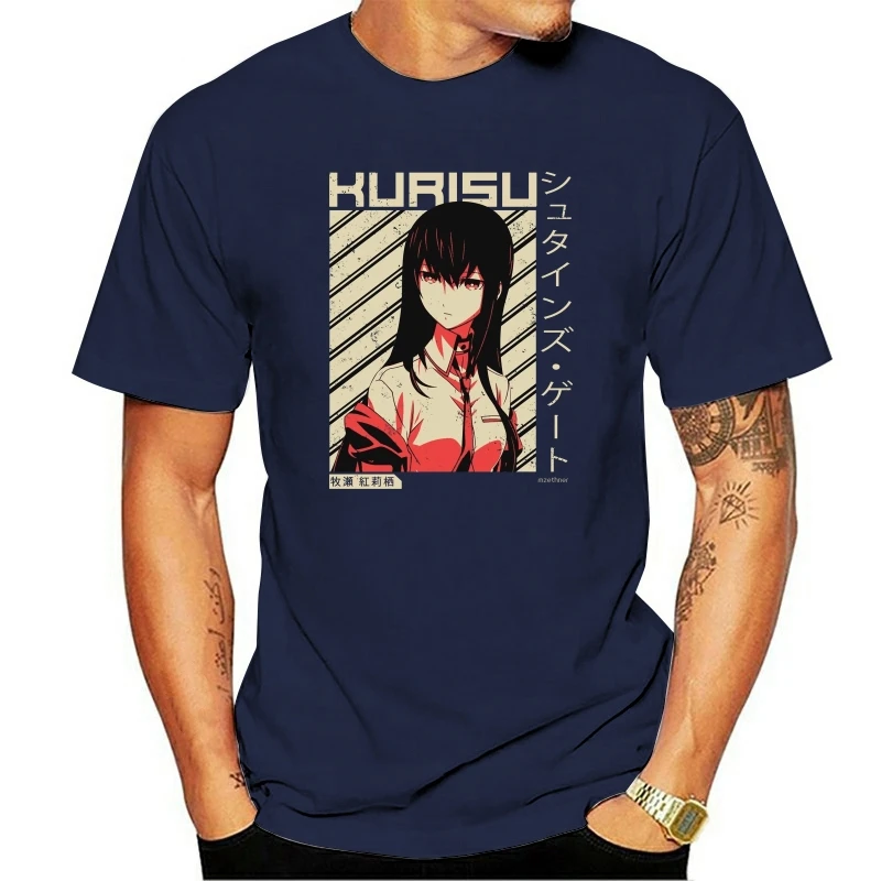 

Makise Kurisu New Arrival Summer Short Sleeve Men T-Shirt Male Cotton Casual T Shirts Steins Gate Tops Japanese Anime Streetwear