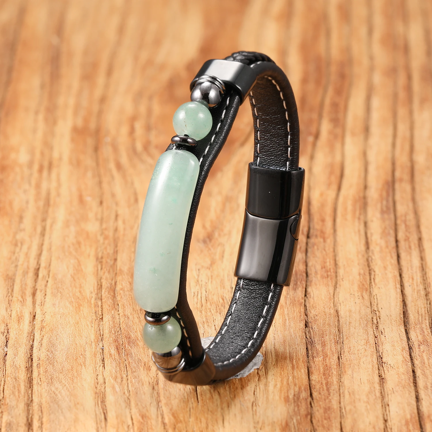 الجديد في سوار حجر عين النمر الطبيعي من حجر العقيق بمشبك مغناطيسي من الفولاذ المقاوم للصدأ مجوهرات مصنوعة يدويًا للرجال والنساء