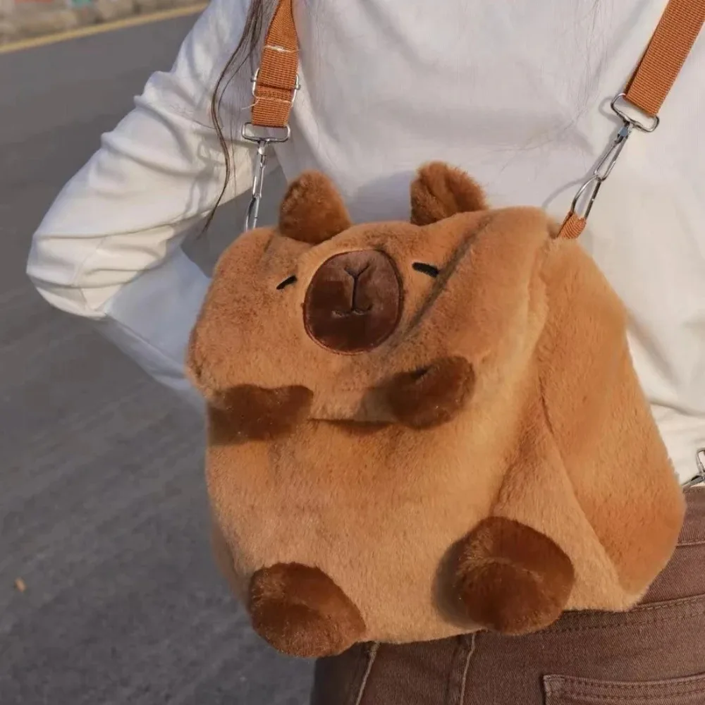 Capybara Plush Backpack Kawaii Fashion Plushie Doll Fur Bag Children\'s Bag Shoulder Bag Mini Knapsack Bags Gifts For Girlfriend