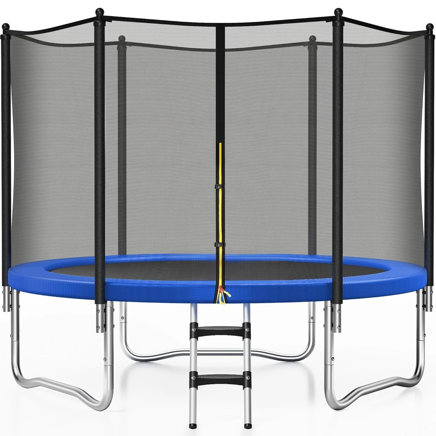 8FT Outdoor Recreational Trampoline with Safety Enclosure Net, Anti-Rust Frame Construction, Customized