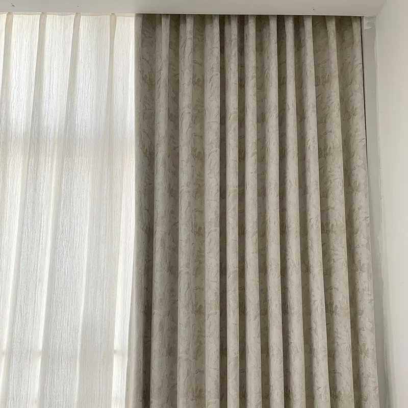 Aangepaste crème paal chenille jacquard gordijnen voor woonkamer slaapkamer Frans raam balkon afgewerkte huisdecoratie