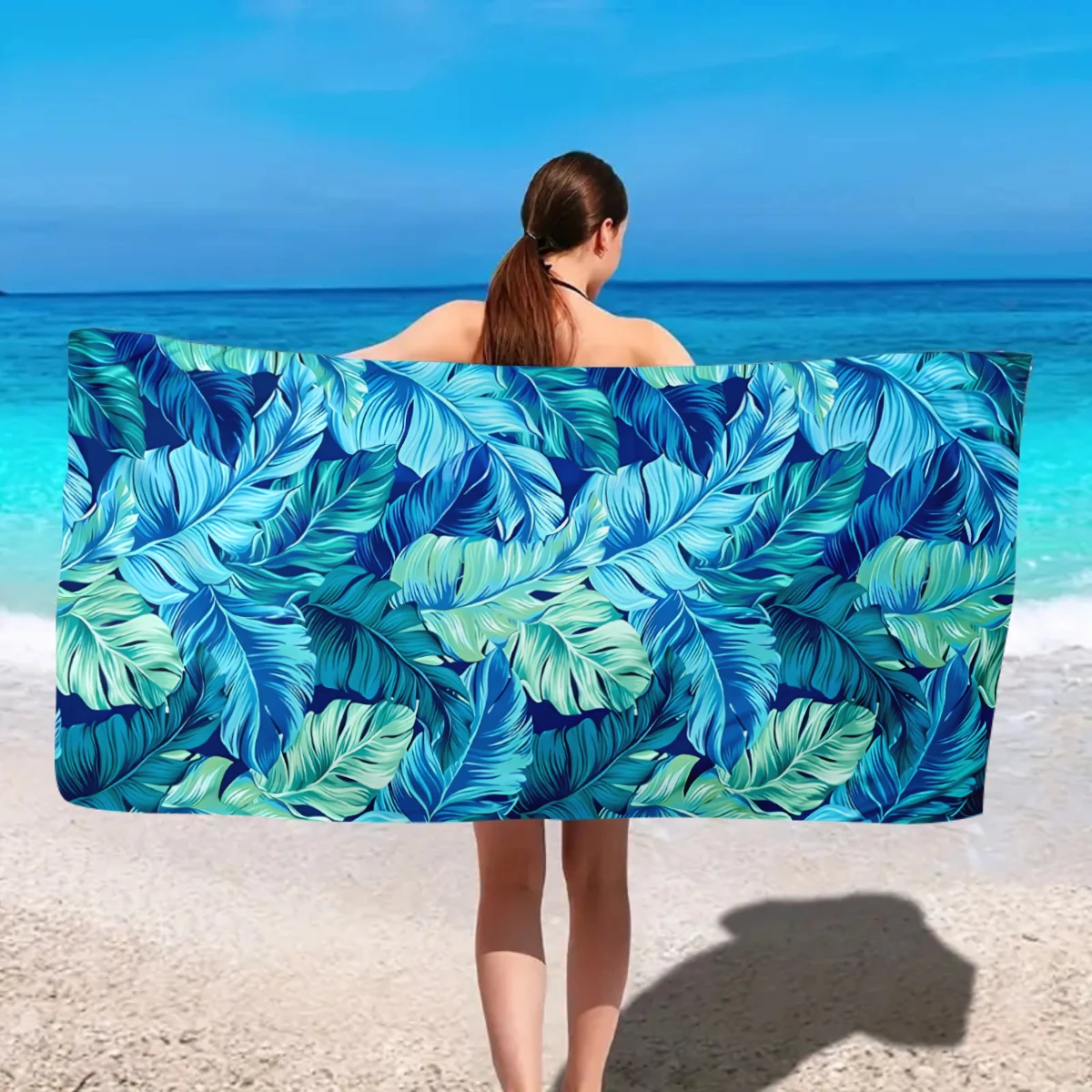 1pc Ultra fine fiber beach towel, quick drying absorbent swimming towel, multi-functional towel for beach swimming and yoga