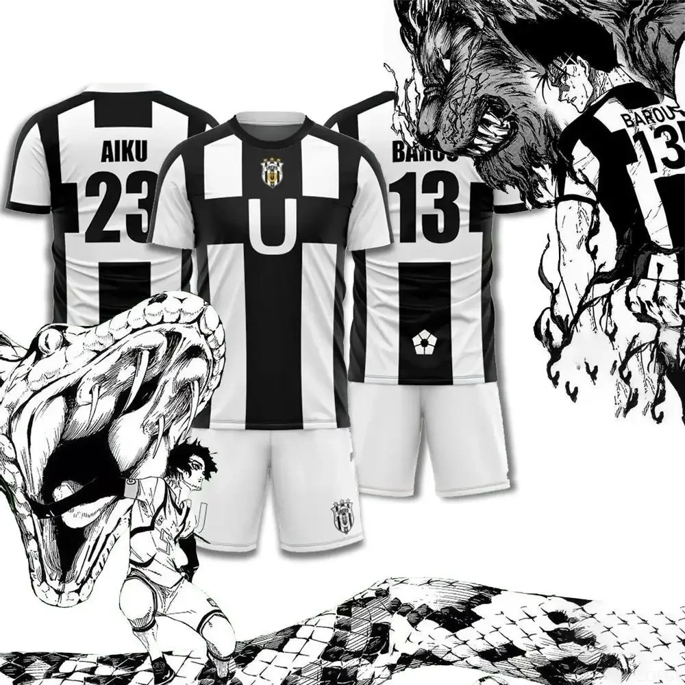 

2026 Summer Five Person Pattern VL Replika Anime Uber Blue Lock 3d Print Men Set Cosplay Football Jersey Futsal Graphic T Shirt