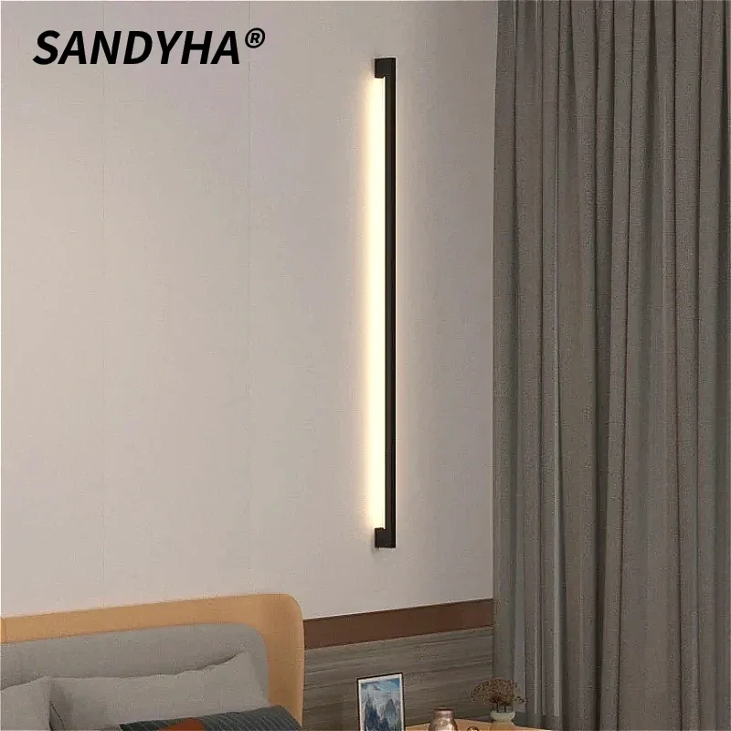 

SANDYHA Nordic Wall Lamp Modern Strip Line Led Lighting Simple Home Decoration Living Room Corridor Bedroom Bedside Night Lamps