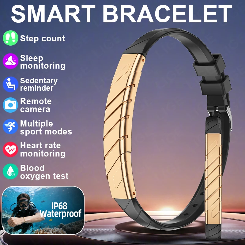 

LIGE 2026 Smart Bracelet Ultra Thin Luxurious Sports Tracker Stress Blood Oxygen Heart Rate Monitoring Waterproof Men Smartwatch