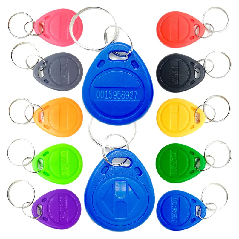 100pcs 125KHz TK4100 EM4100 keyfobs RFID Tag Key Ring Proximity Token Access 11 Colors for RFID Tags Access control