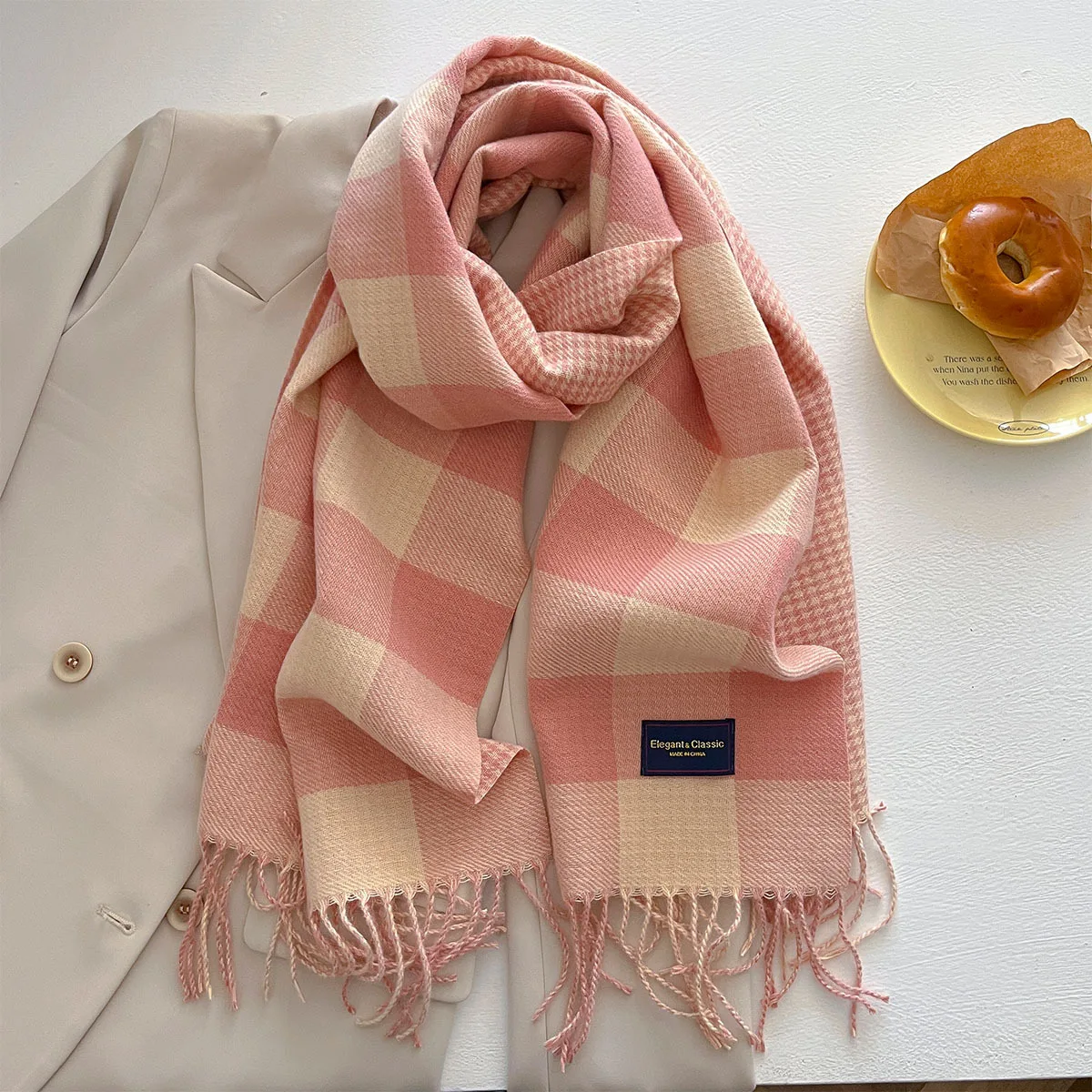 

Long Thickened Warm Scarf For Women 40*200CM Tassel Pashmina Shawl Faux Cashmere Warps Autumn Winter High Quality Blanket