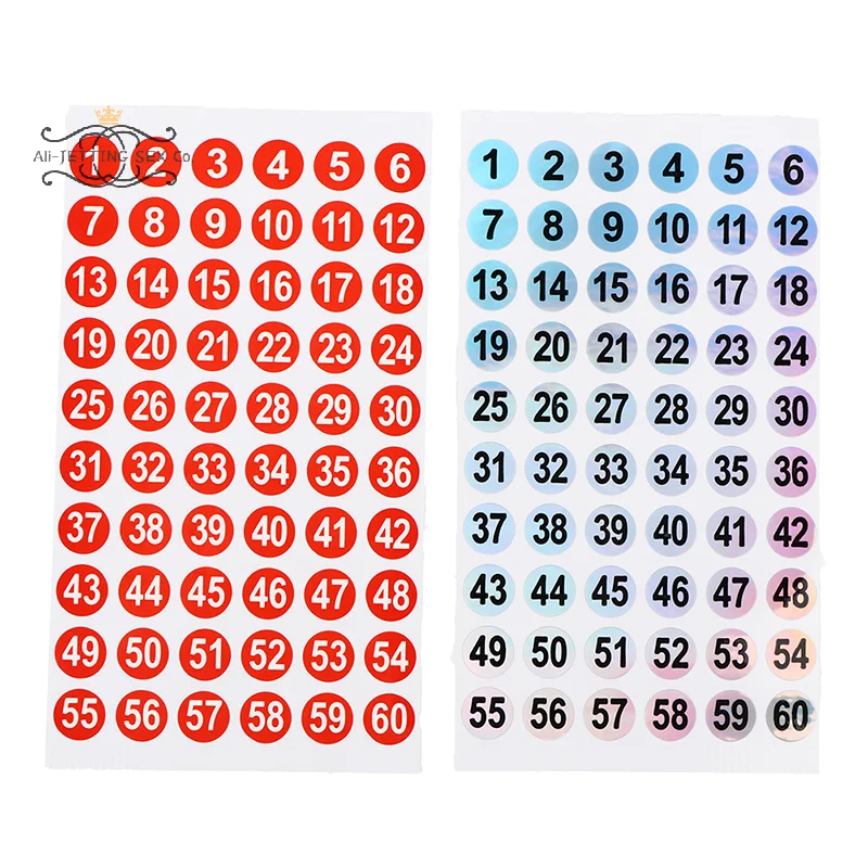 3 Blatt Nummer Aufkleber 1-100 Etikett für Nagellack Farbe runde Hologramm Markierung