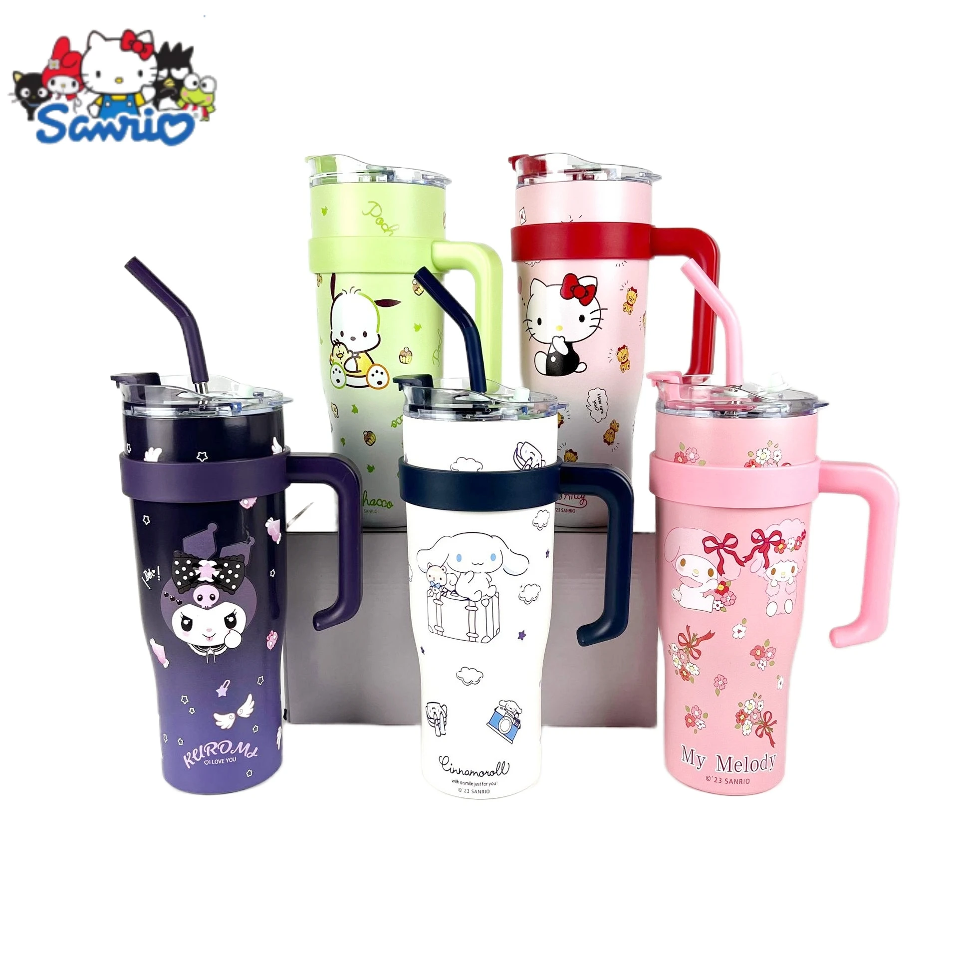 

Sanrio, Hello Kitty 1200 мл Термос бутылка Kuromi изоляционная чашка My Melody Sippy чашки для воды большие чашки для мороженого Mac подарок на день рождения