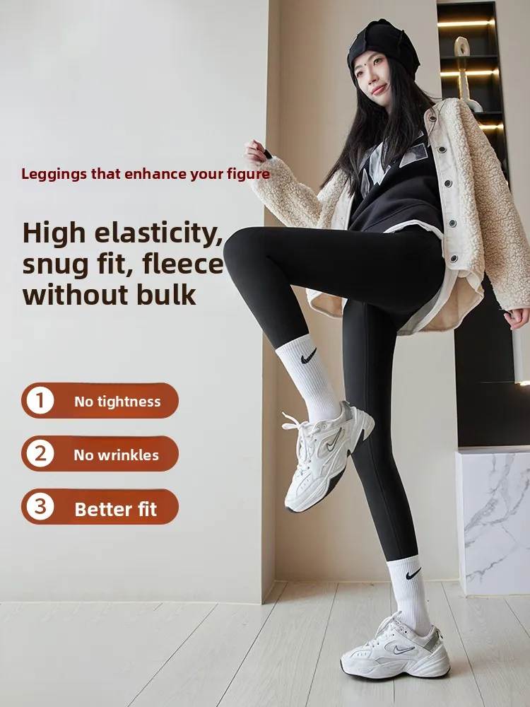 Egmg Lamb Velvet ark Pants Women's Winter Outerwear Fce Lined Yoga Pants High Waist Base Layer Pants Extra Thi Warm Co...