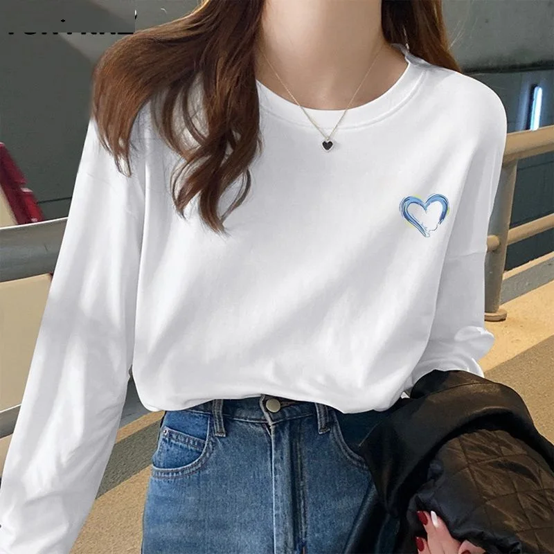 

Female Women's Long Sleeves T-Shirt Spring Autumn Fashion Trend Woman Clothing Casual Simple Tees Loose Cotton Tops New Products