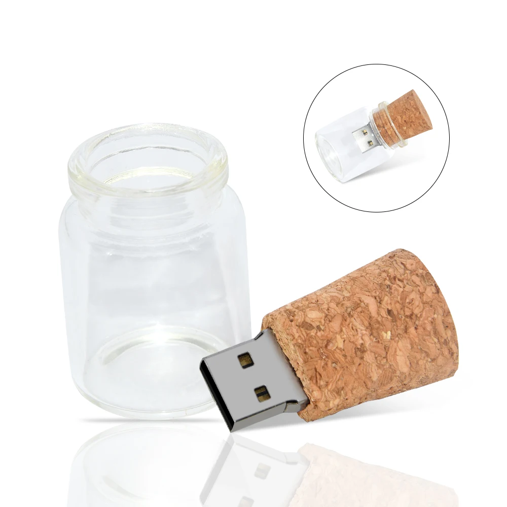 Bouteille en verre avec bouchon USB 2.0, clé USB, clé USB, 4 Go, 8 Go, 16 Go, 32 Go, 64 Go, cadeau de mariage, lot de 30 pièces