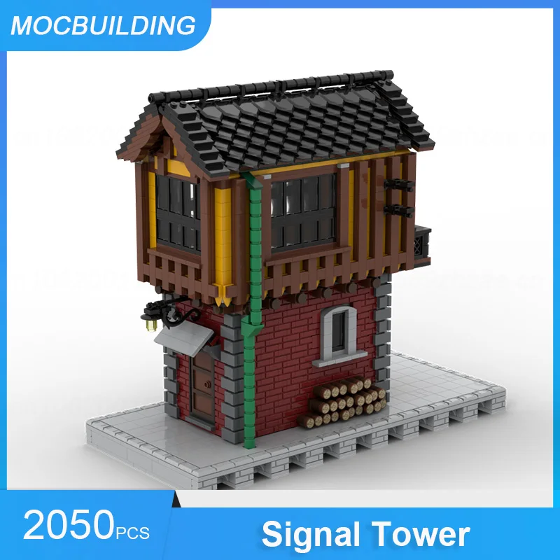 Moc blocos de construção estação ferroviária passageiro carro sinal torre modelo transporte exibição arquitetura coletar brinquedos natal presentes