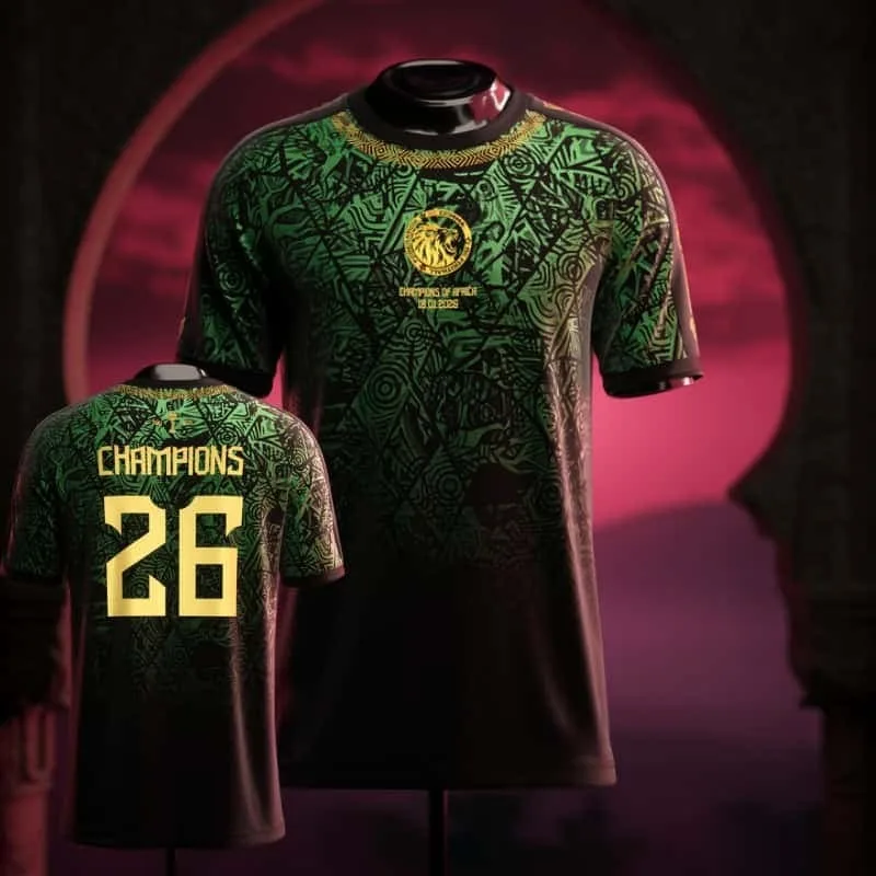 Maillot Commémoratif des Champions d'Afrique 2026 Sénégal, Badge Lion Doré, Étiquette Or, Taille 26, T-shirt Décontracté Unisexe Tendance