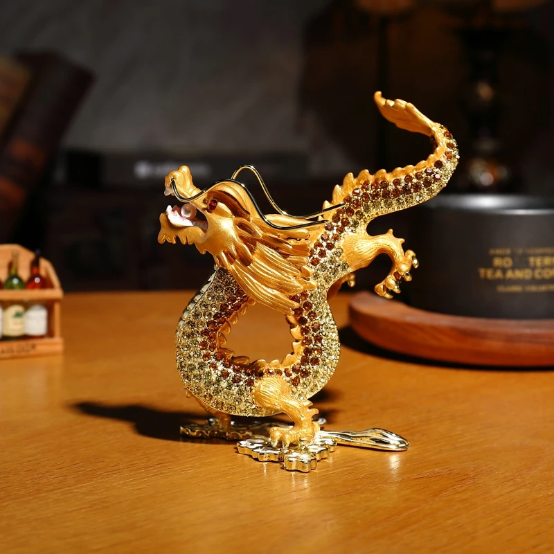 

SHINNYGIFTS китайская эмалированная статуя дракона ручной работы антикварный художественный декор, украшение Lucky Feng Shui, коллекционный подарок для домашнего декора