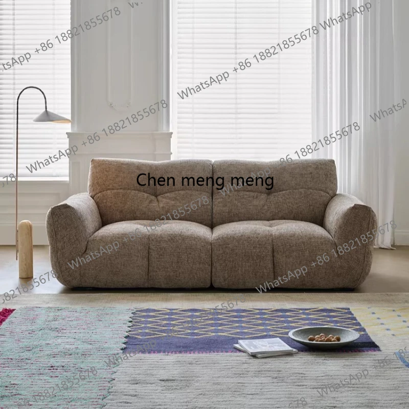 

Vintage Style Living Room Fabric Sofa Modern Minimalist Retro Straight Sofa Nordic Design Comfort Cozy Home Reading