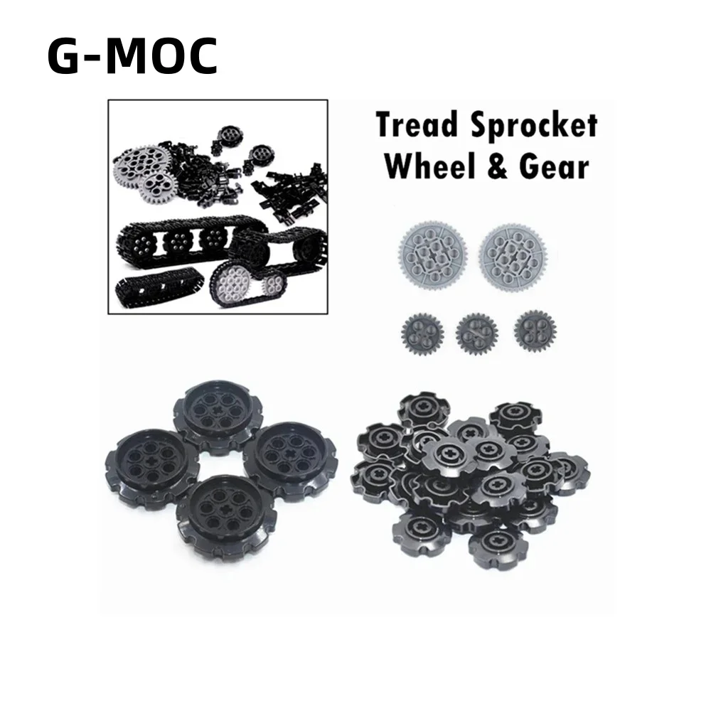 

G-MOC Buildings Blocks 3648 3649 57520 57519 High-Tech Tread Sprocket Wheel Gear Particle Assembles DIY Bricks Kids Toys