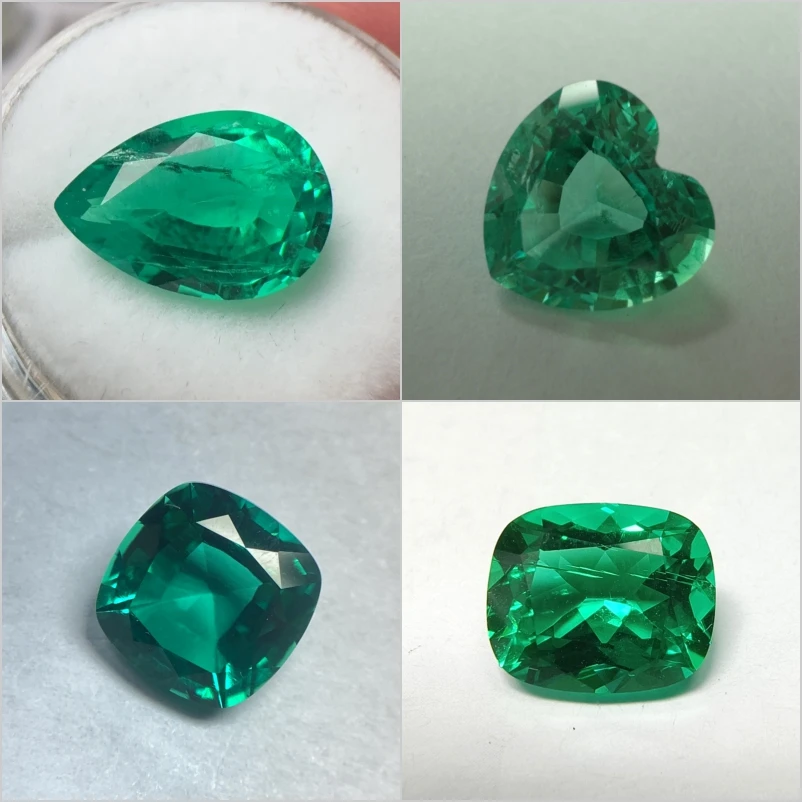 حجر الزمرد الكولومبي المزروع في المختبر، جودة عالية، تخفيضات متعددة متوفرة لقطع اليد الحرارية المائية، شهادة AGL قابلة للاختيار