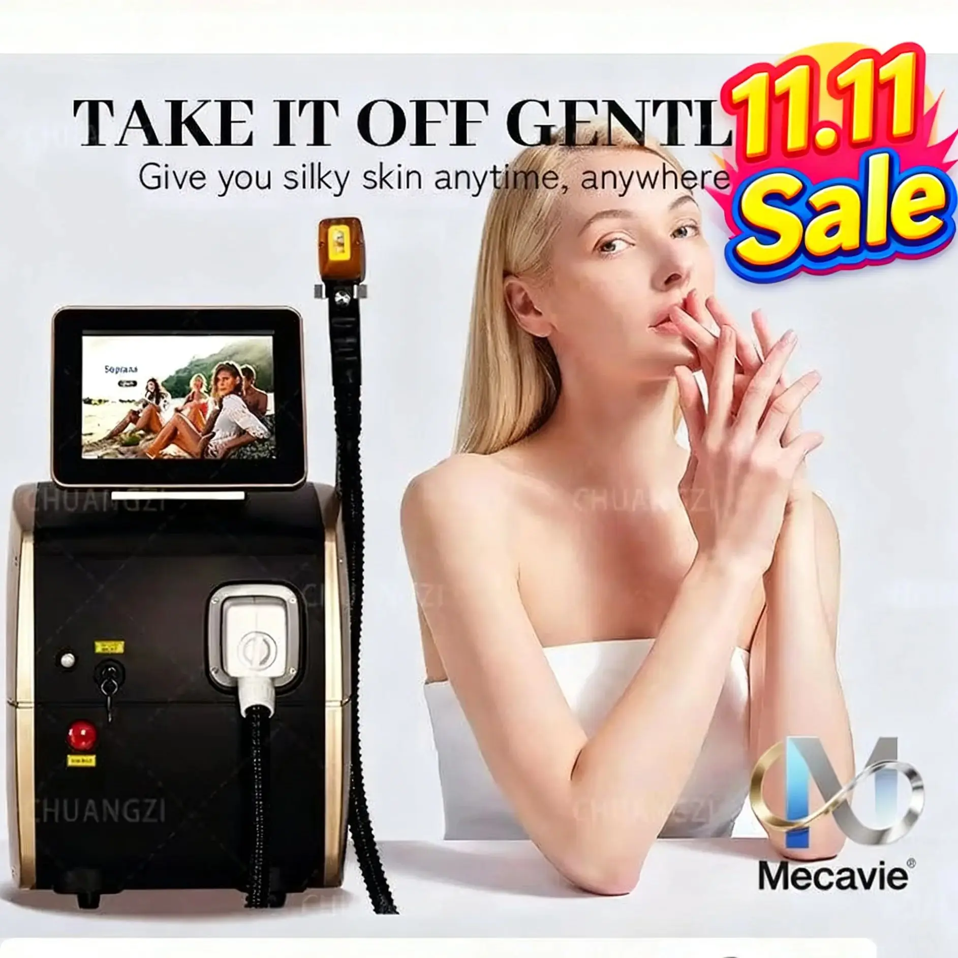 11.11 المهنية 4000 واط سوبرانو ديود الدائم الجليد التيتانيوم آلة إزالة شعر الجسم بالليزر 808 نانومتر جهاز الكسندريت #1