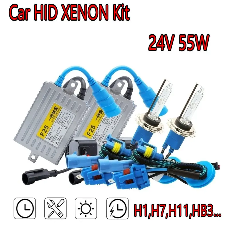 24V 55W Truck Headlight hid xenon kit Quick Start H4 bixenon H1 H7 H11 HB3 HB4 9005 5500K 6500K Super Bright Van Boat Lamp bulb