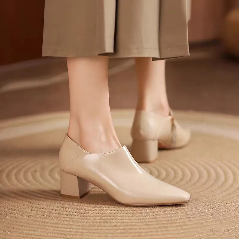 

Coarse-cuffed Pointed Side Zipper Waterproof Platform Fashionable Multi-purpose Comfortable Anti-slip Breathable Women's Shoes