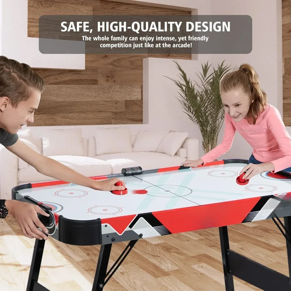 Foldable Powered Air Hockey Table, 48” Mid-Size Indoor Hockey Table Sports w/2 Pucks, 2 Pushers, Digital LED Scoreboard