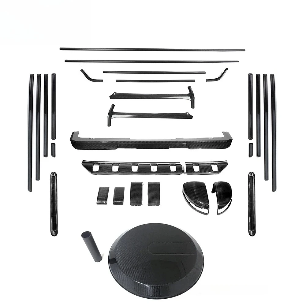 2025 سنة جديدة G الفئة W465 G63 ألياف الكربون الجافة طقم خارجي الشفة الأمامية المصد الأمامي الخلفي غطاء سقف تقليم الجانب صب أجزاء الجسم #2