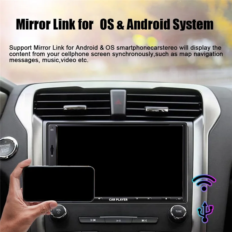Classy-7 Inch Double Din Car Stereo Wireless Carplay Android Auto Player Car Radio With Bluetooth FM Camera