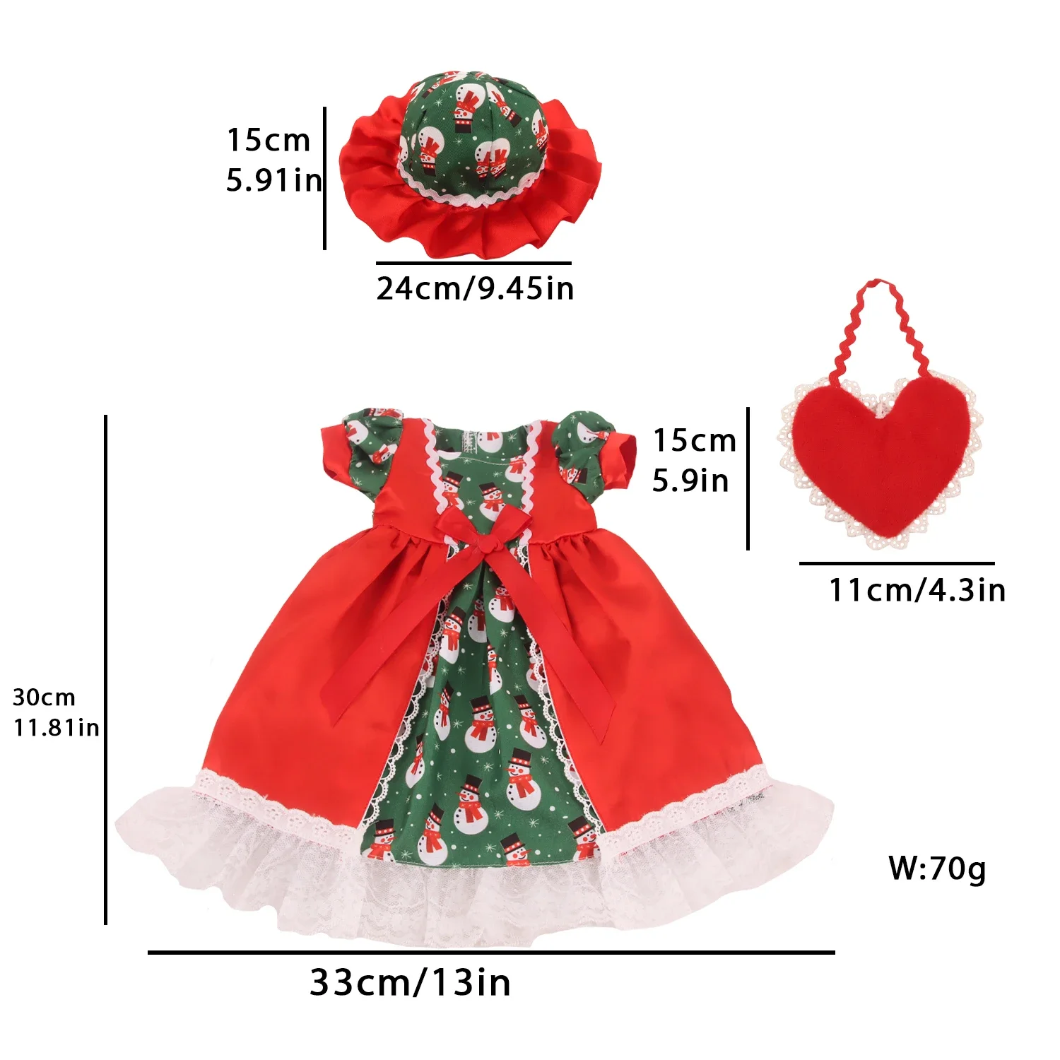 22 Inch Reborn Doll Clothes Set 55cm Doll Skirt Outfit Baby Girl Figurine Christmas Clothing Collectible Doll Accessories Gift