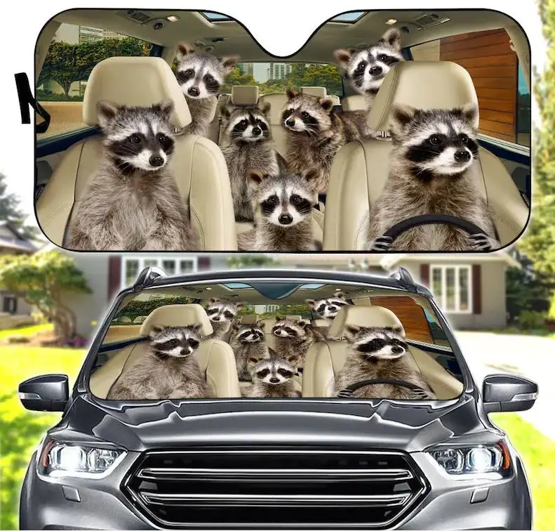 Peeking raccoon car sunshade,peeking raccoon car decoration,dog windshield,dog lovers gift,dog car sunshade,gift for mom,g