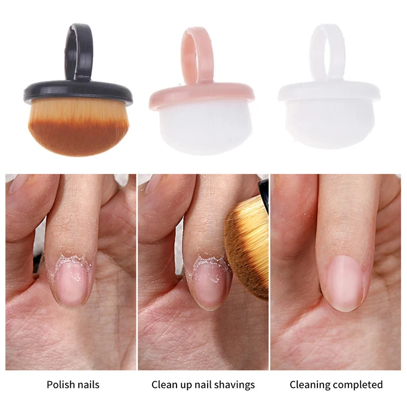 Cepillo para polvo para decoración de uñas, cepillo con hebilla, cepillos de limpieza de polvo para uñas, Gel ovalado, limpieza de polvo, maquillaje, cepillo en forma de anillo, herramientas de manicura