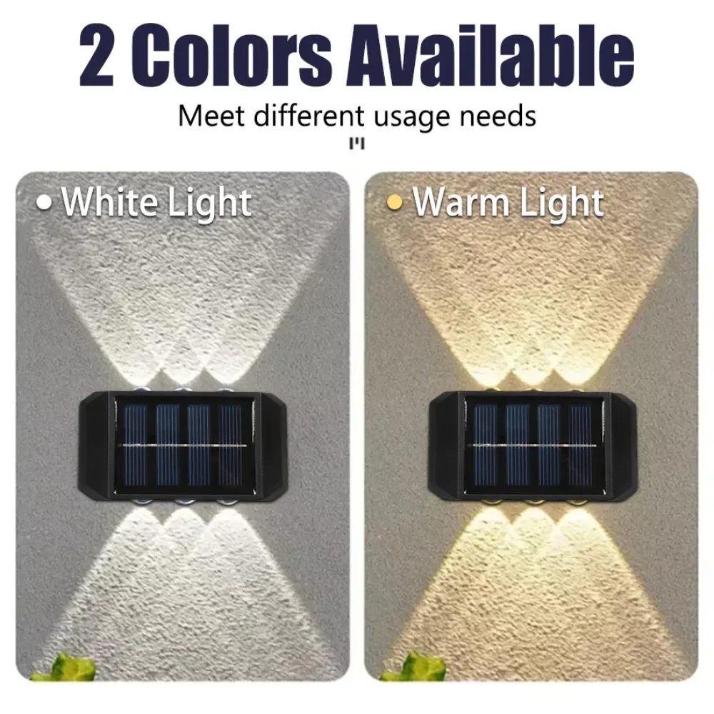 4/6/8LED Solar Wall Lamp Yard Street Decor Light Outdoor Waterproof Up and Down Luminous Lighting Garden Landscape Lamp