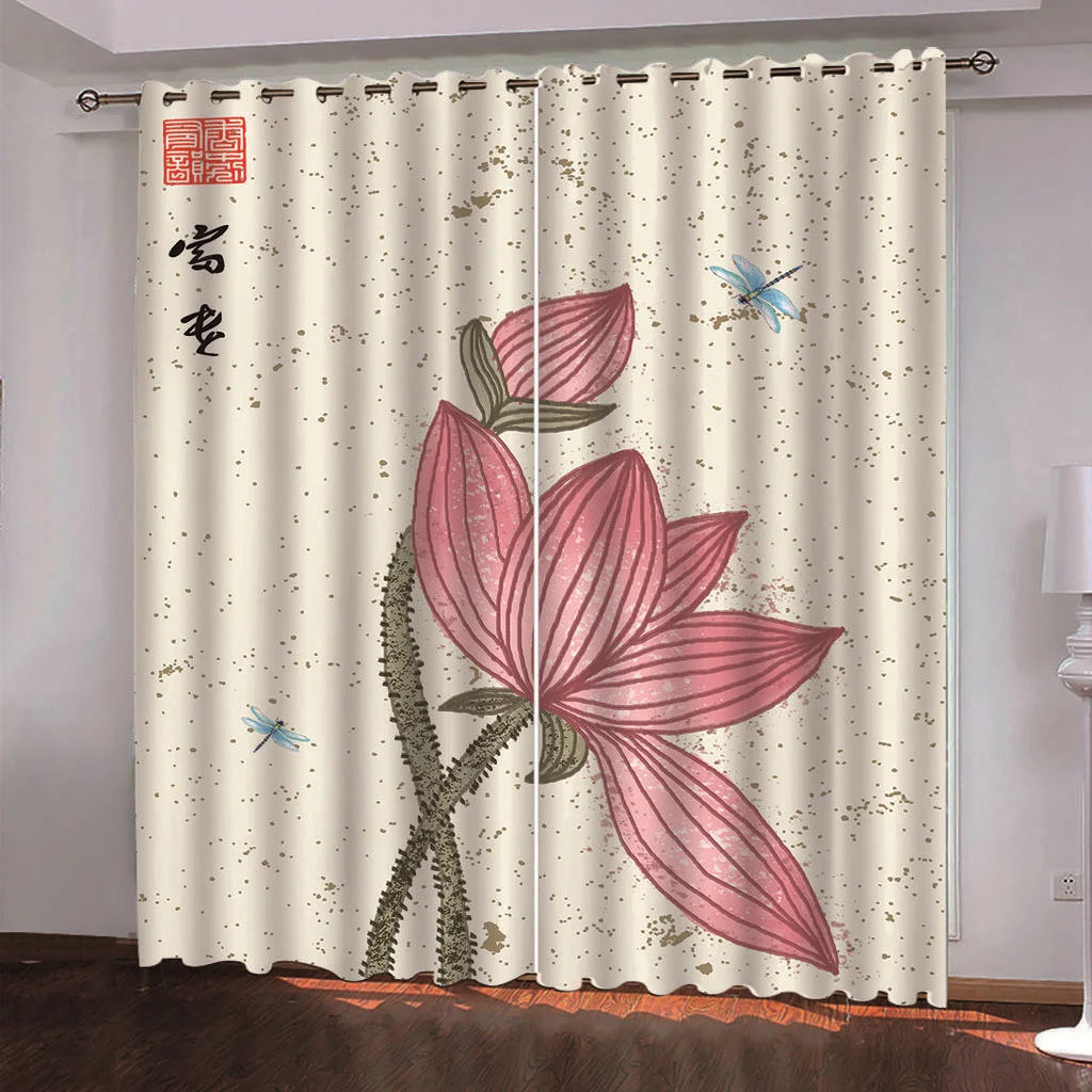 

Chinese Chic Flower VintageWindow Curtains for Kids Bedroom Living Room Treatments Kitchen HomeDecor Drape Blinds 2Pieces OnSale