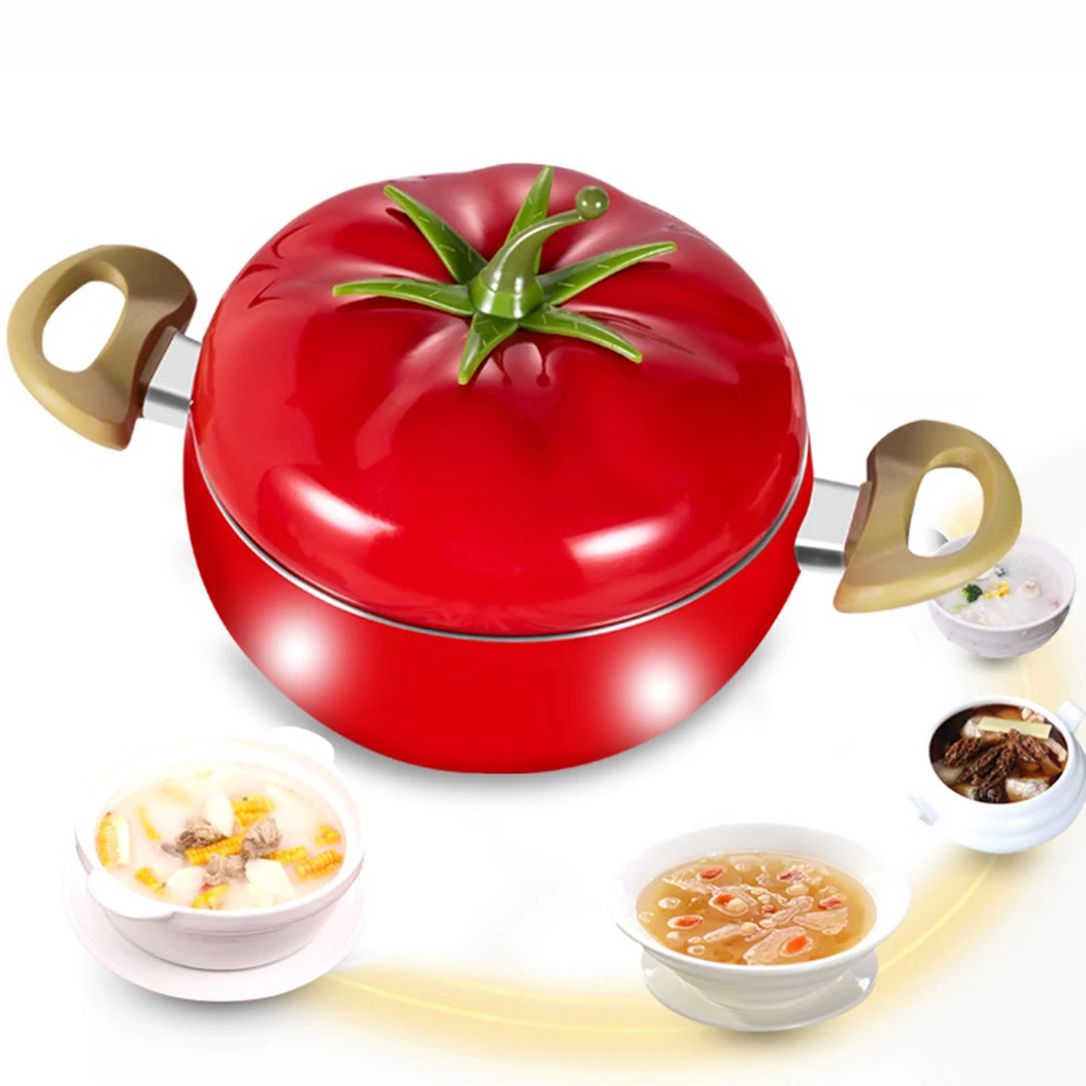 Creative Fruit-Shaped Double Handle Stockpot, Gas & Induction Compatible Noodle Pot, Non-Stick Stainless Steel Baby Food Cooker