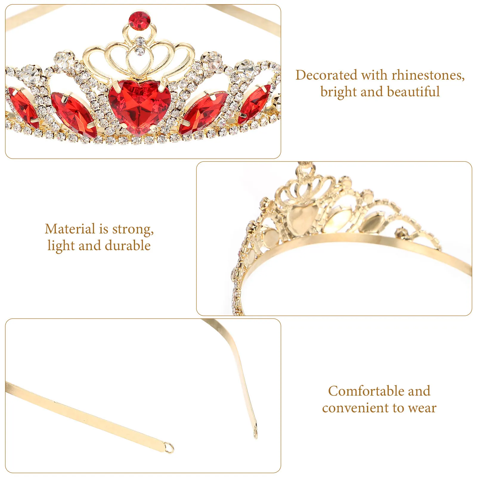 

Metal Princess Crown Headband for Exquisite Rhinestone Tiara Birthday Party Headband Headbands for