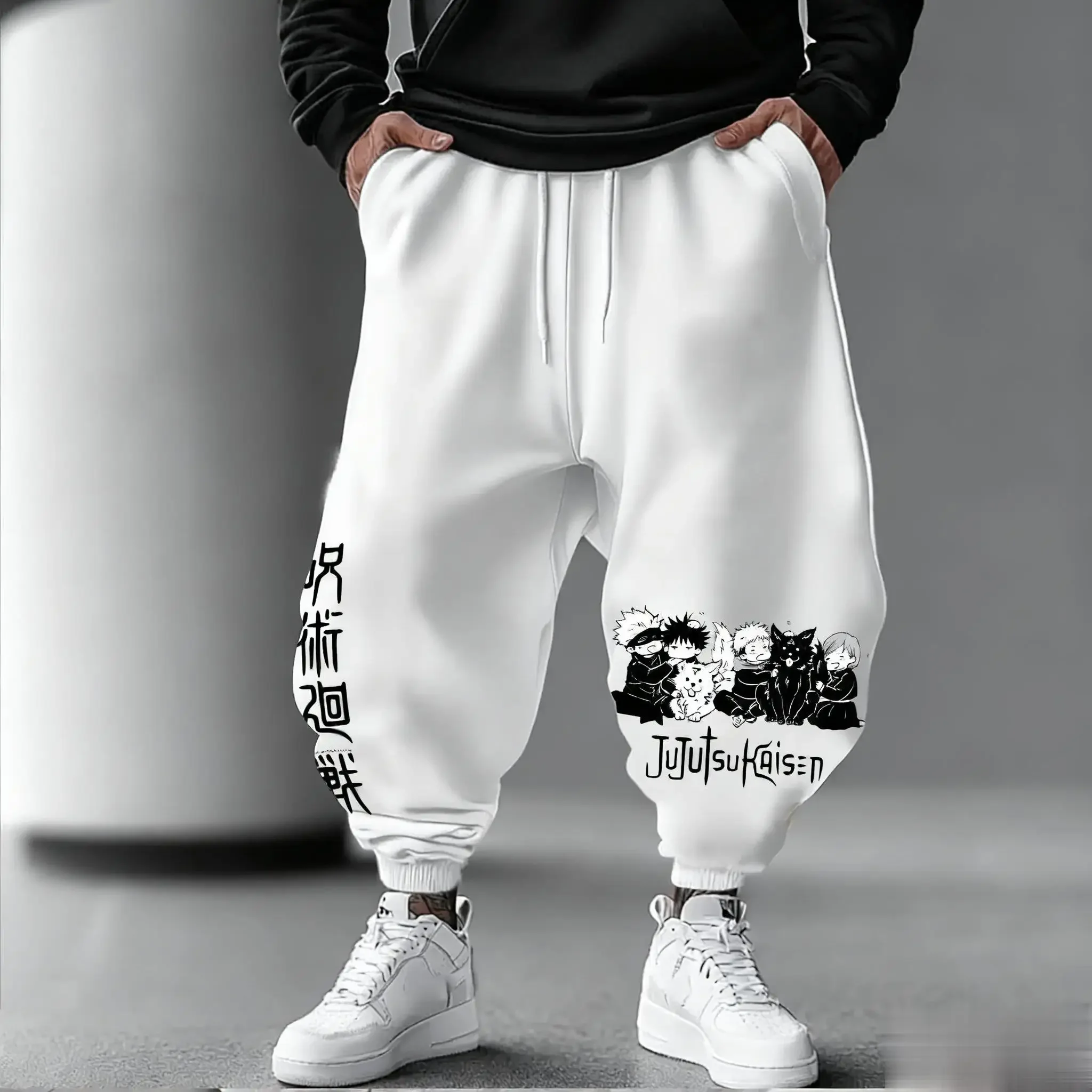 Jujutsu Kaisen الرجال سراويل للجري فضفاضة عادية Sweatpants انمي ياباني طباعة الشارع الشهير الجرافيك الهيب هوب بنطلون Y2k الملابس