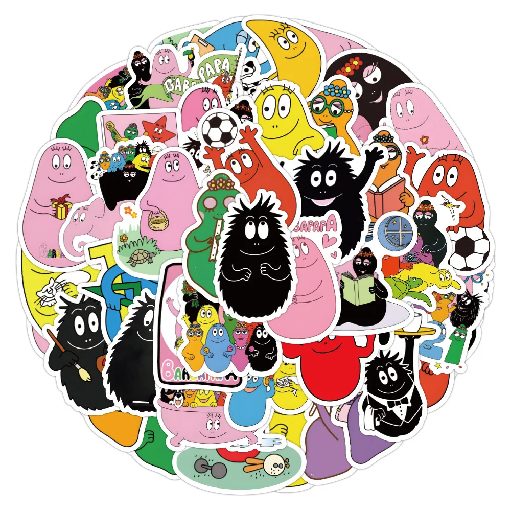 50 Uds Barbapapa pegatinas de grafiti botella de agua portátil teléfono bicicleta maleta monopatín niños pegatina para adultos