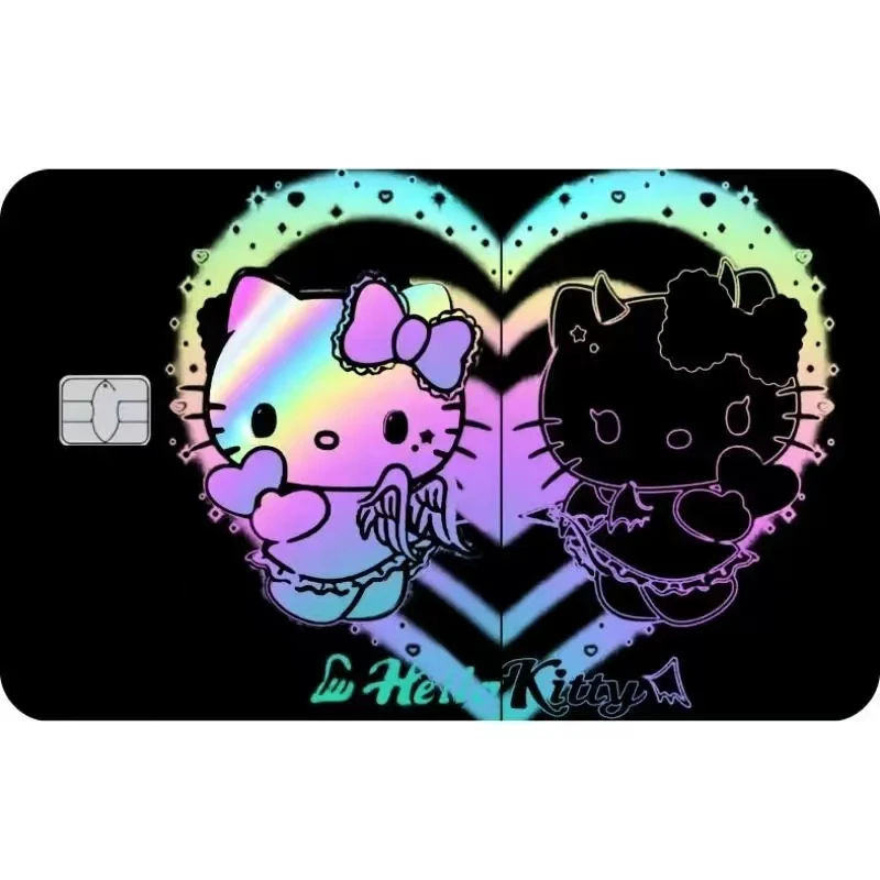 Hello Kitty Laser Stickers Bank Card Credit Card Id Card Waterproof Wear Resistant Protection Stickers Size Chip Kawaii Anime