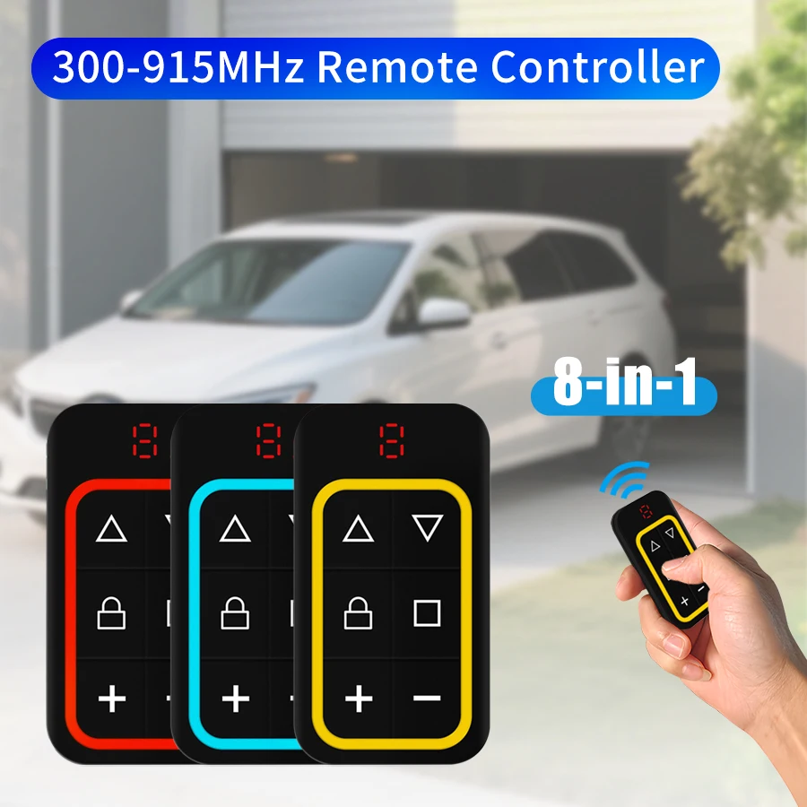 Universal Multi-frequency Garage Door Gate Remote Key Duplicator 8 in 1 RF 433 300-915 MHz Rechargeable Garage Opener Remote 8CH