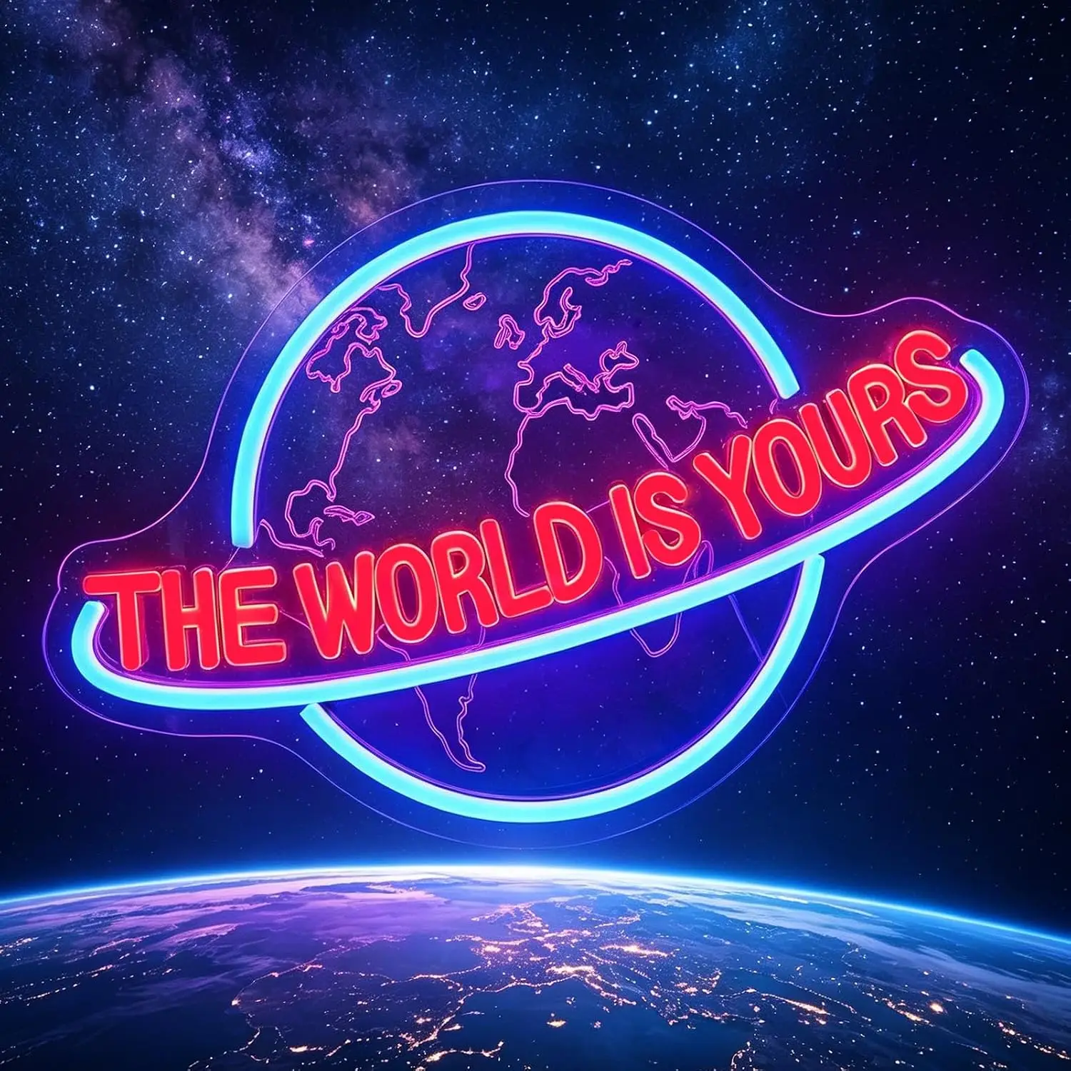 The World Is Yours LED Neon Sign USB Dimmable Acrylic Neon Light Bedroom Streaming Studio Wall Decor Entrepreneur Birthday  Gift